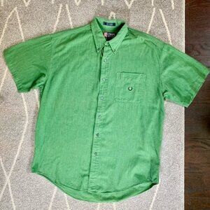 Vintage Chaps Ralph Lauren Green Cotton Button Down Short Sleeve Shirt